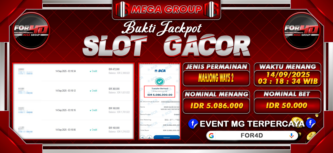 Bukti JP situs For4D hari Minggu, 14 September 2025