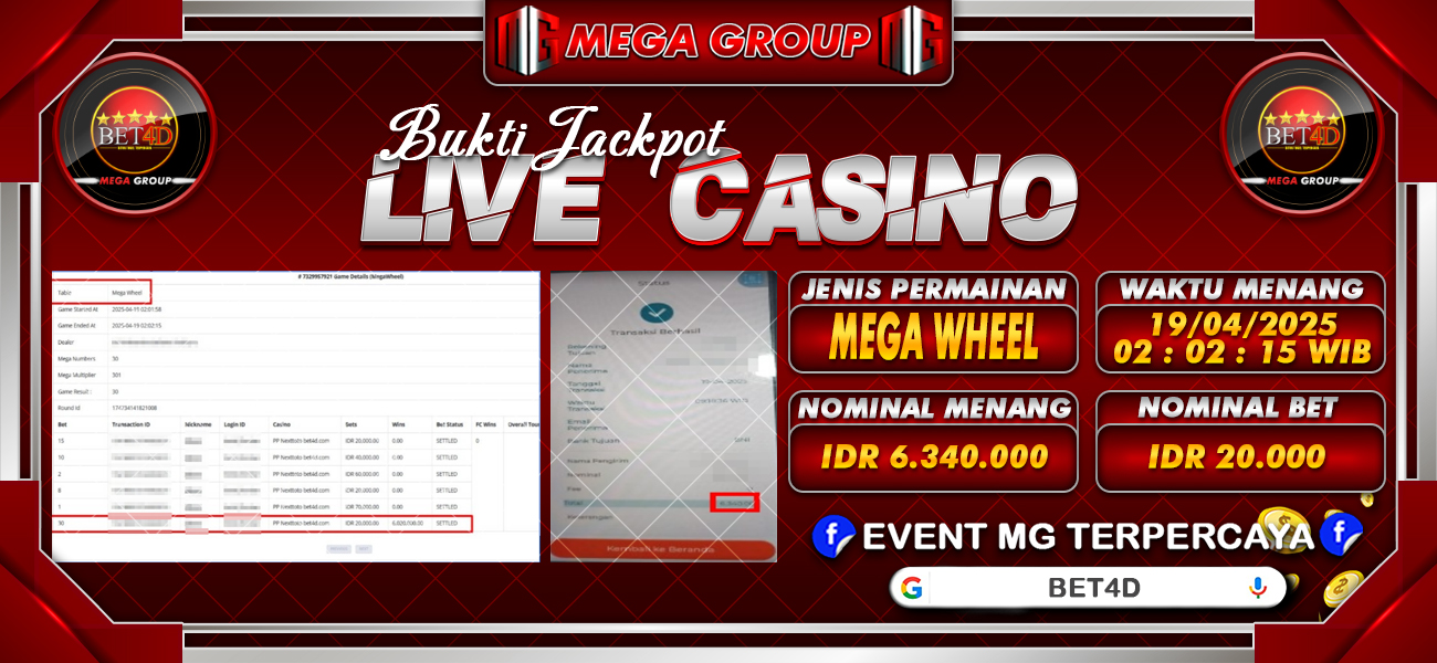 Bukti JP situs Bet4D hari Sabtu, 19 April 2025