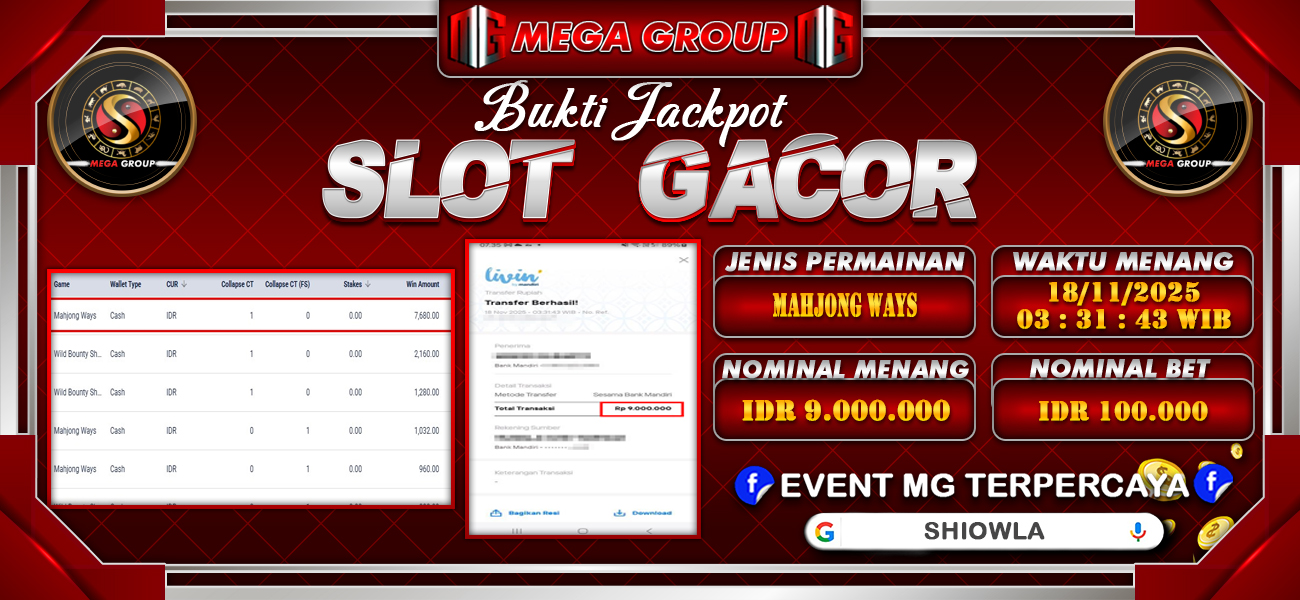 Bukti JP situs Shiowla hari Selasa, 18 November 2025