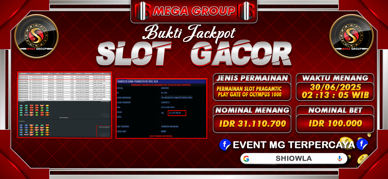 Bukti JP situs Shiowla hari Senin, 30 Juni 2025