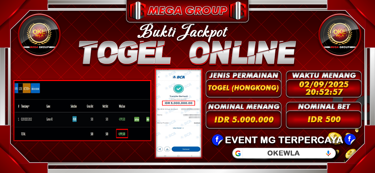 Bukti JP situs Okewla hari Selasa, 02 September 2025