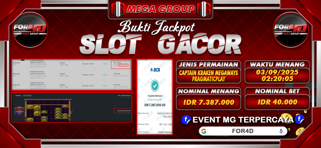 Bukti JP situs For4D hari Rabu, 03 September 2025