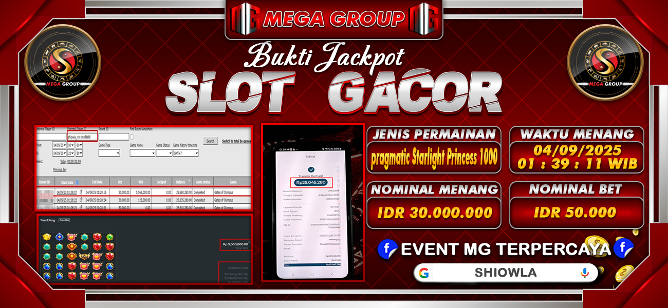 Bukti JP situs Shiowla hari Kamis, 04 September 2025
