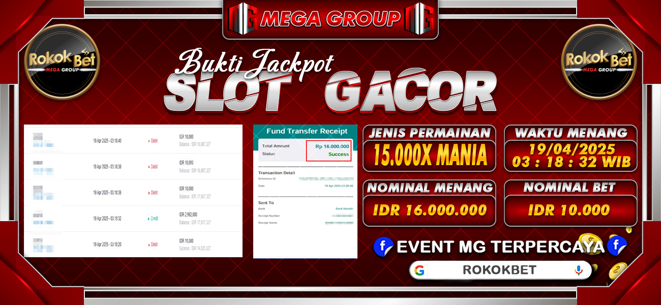 Bukti JP situs Rokokbet hari Sabtu, 19 April 2025