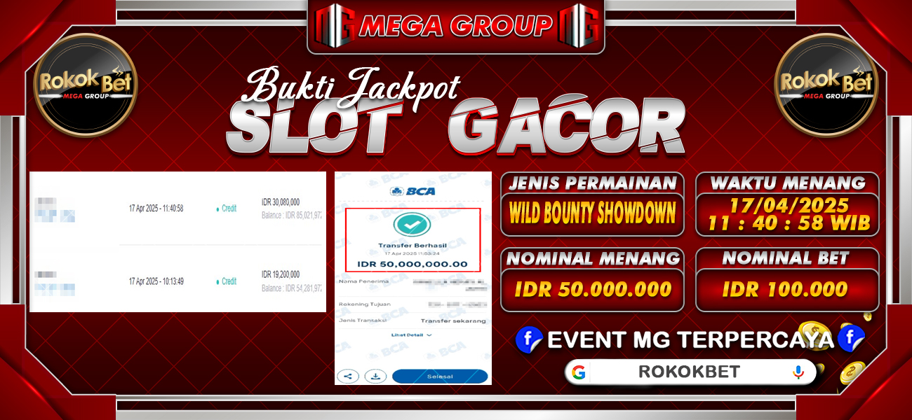 Bukti JP situs Rokokbet hari Kamis, 17 April 2025