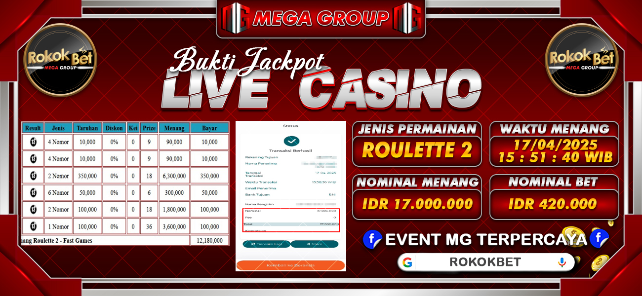 Bukti JP situs Rokokbet hari Kamis, 17 April 2025