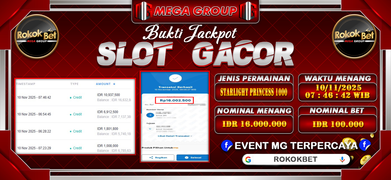 Bukti JP situs Rokokbet hari Senin, 10 November 2025