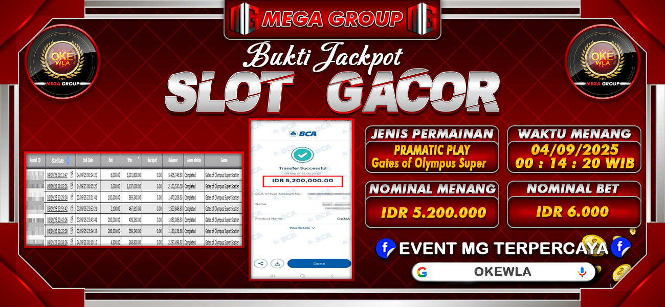 Bukti JP situs Okewla hari Kamis, 04 September 2025