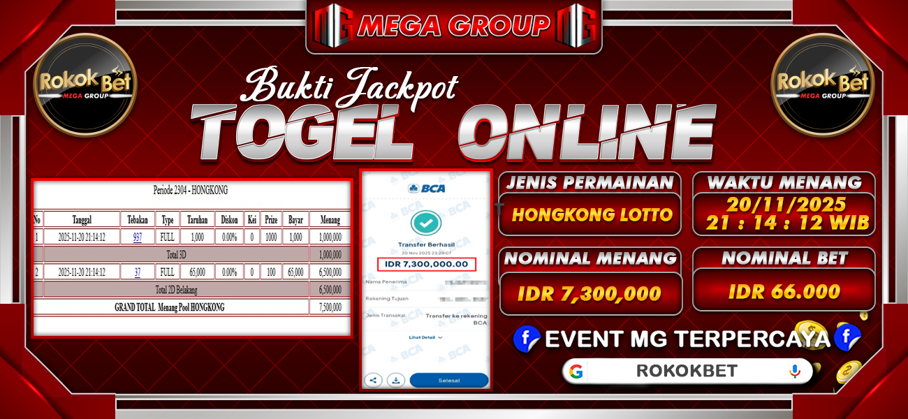 Bukti JP situs Rokokbet hari Kamis, 20 November 2025