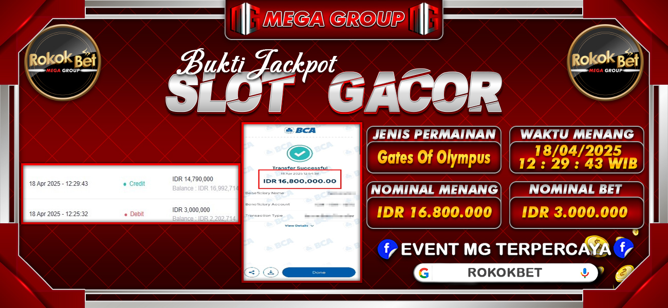 Bukti JP situs Rokokbet hari Sabtu, 19 April 2025