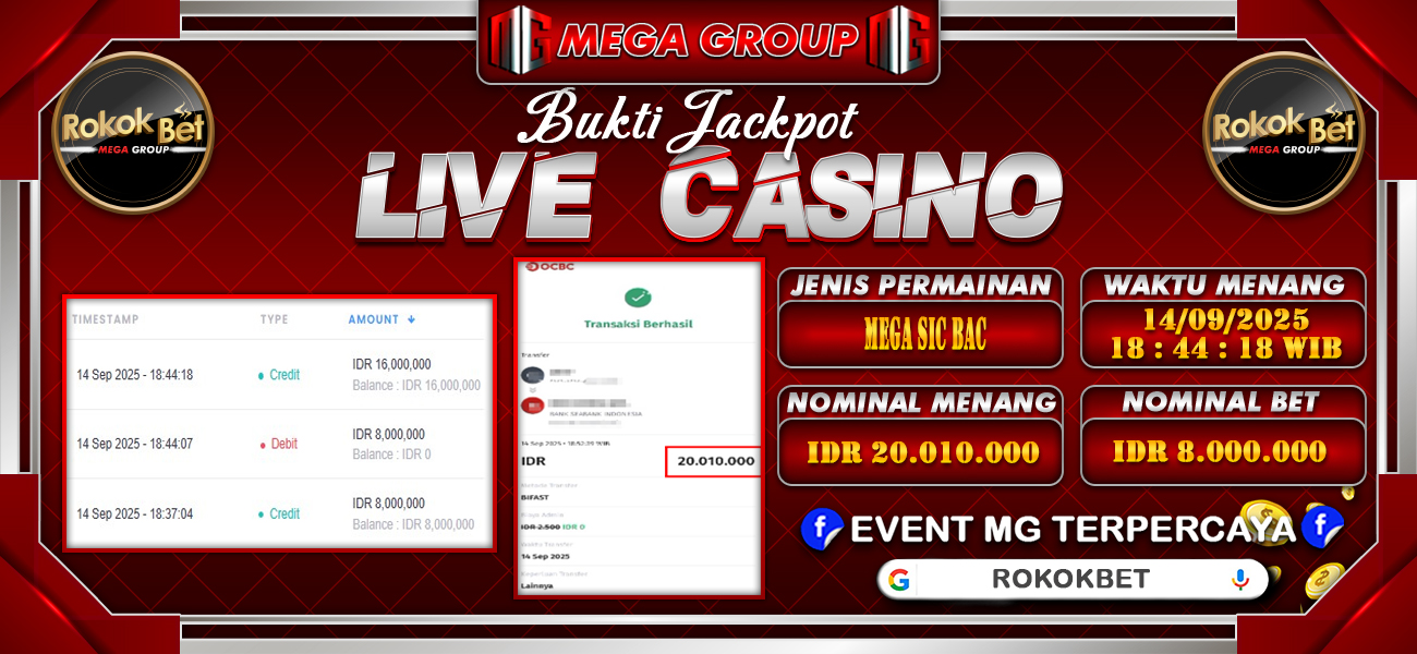 Bukti JP situs Rokokbet hari Minggu, 14 September 2025