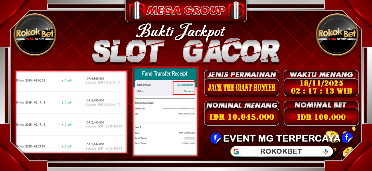 Bukti JP situs Rokokbet hari Selasa, 18 November 2025